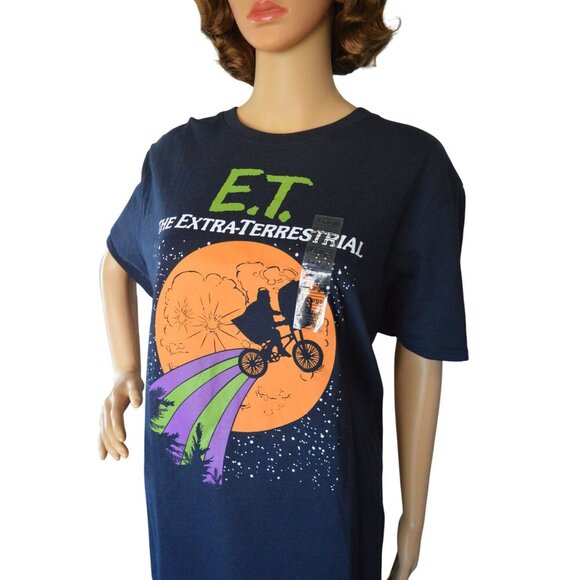 NWT E.T. The Extra-Terrestrial Graphic T-Shirt Men X-Large Navy Orange Purple - Picture 2 of 6